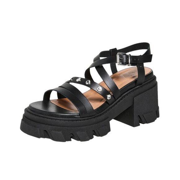 Ganni Womens Cleated Strappy Block Heel Sandals 37 Black - NIB $475 - Picture 2 of 7